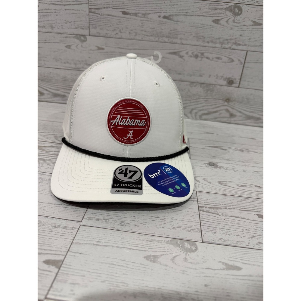 Alabama Crimson Tide 47 Brand Trucker Hat White brrr Cooling Adjustable Snapback